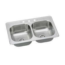 Elkay Dayton DSE233223 Equal Double Bowl Top Mount Stainless Steel Sink 33" x 22