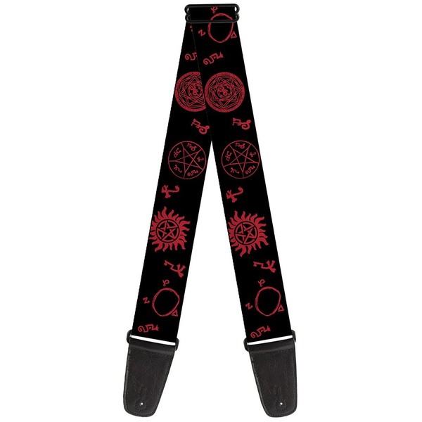 Guitar Strap - Supernatural Symbols Scattered Black/Red (Us Import) Acc Neu-image