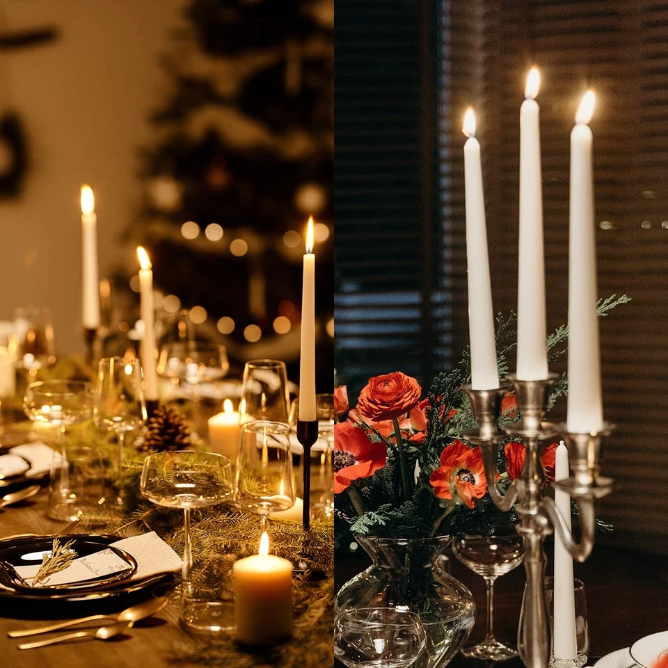 Dripless Taper Candles - Unscented White Candles Bulk Candle Sticks Long Burning - Image 4 of 4