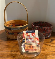 Longaberger 1997 Inaugural Basket Combo, Flag Liner, Protector, Pamphlet CLINTON
