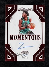 2023 Panini Flawless 2022-23 Update Momentous Ruby 7/15 James Wiseman Auto 18ci
