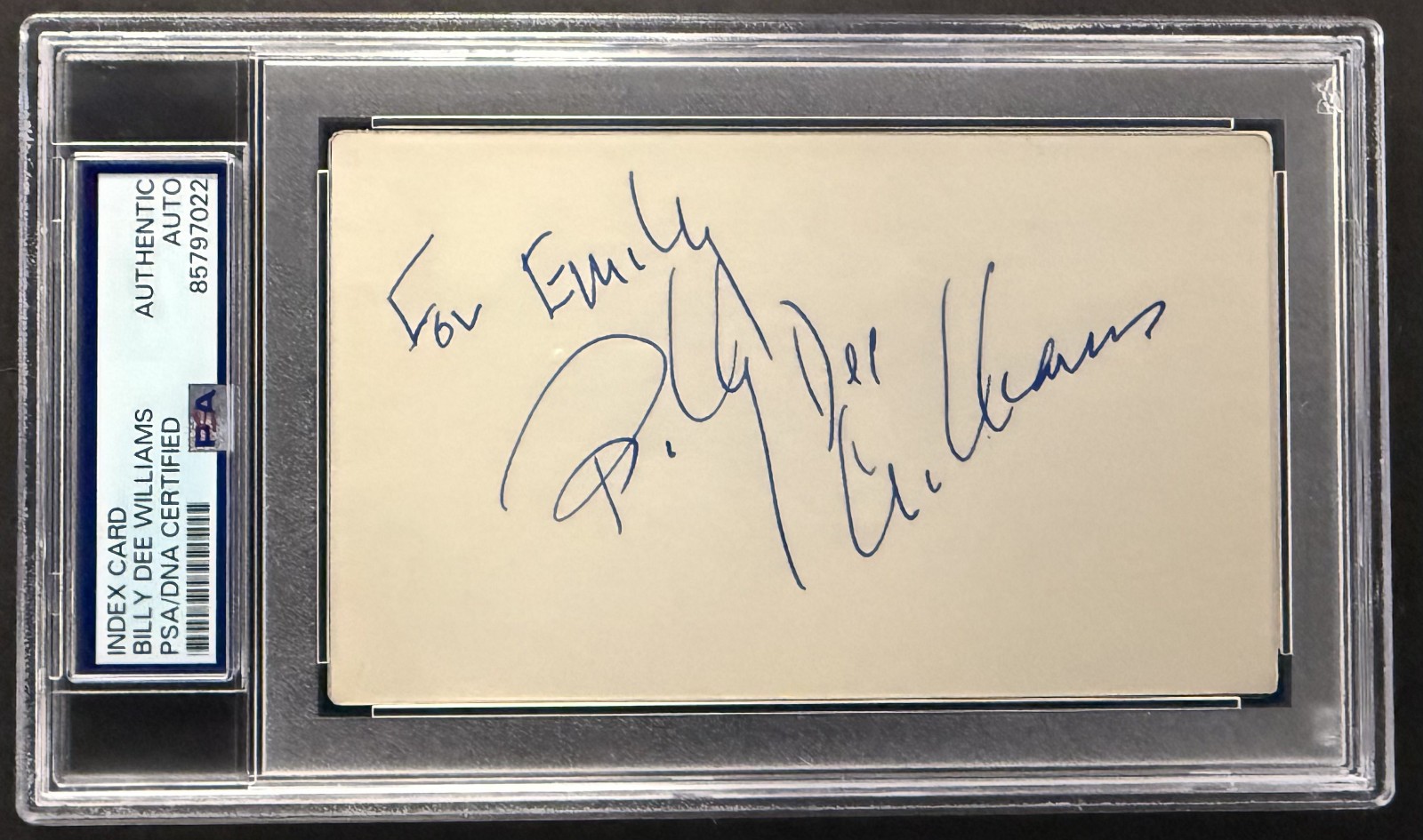 Billy Dee Williams (Star Wars) 3x5 signed index card PSA/DNA Encapsulated