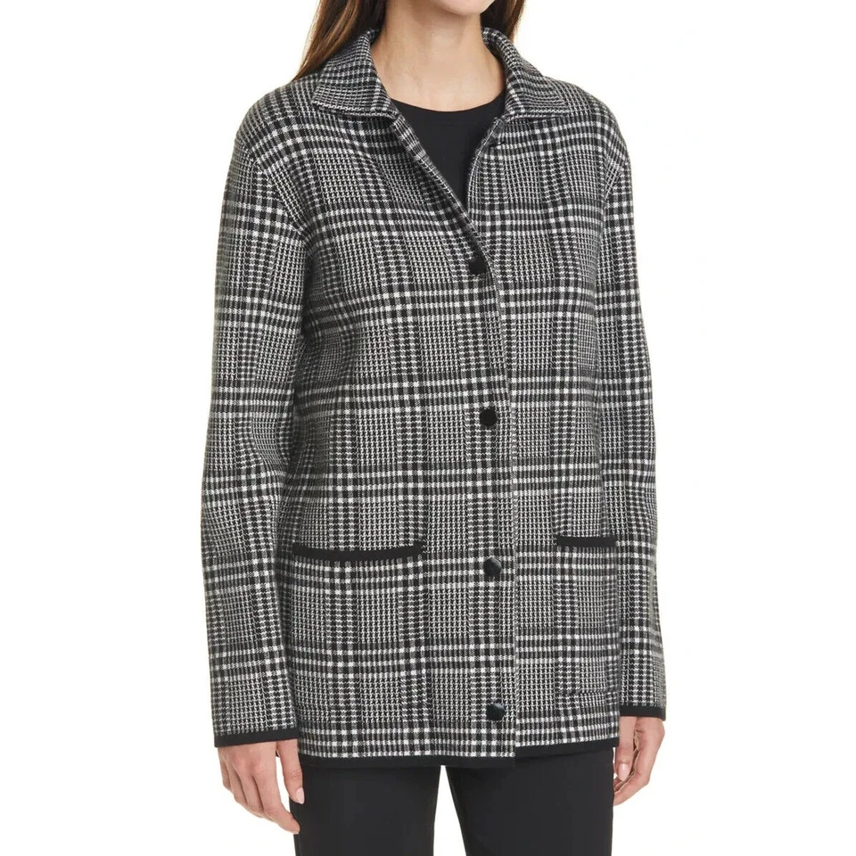 СЕМЬДЕСЯТ VENEZIA новый $335 клетку свитер куртка черный белый это 42 / США большой - Изображение 4 из 4