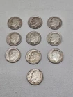 Vtg Lot Of 10 Roosevelt 90% Silver Dimes. Junk Silver