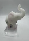 Fenton White Satin Flowers Standing Elephant Trunk Up Hand Painted Collectible