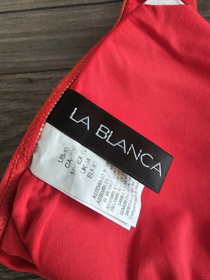 sz 10 Red La Blanca Bikini Rouched Halter Spring Break Patriotic Summer Holiday - Image 4 of 4