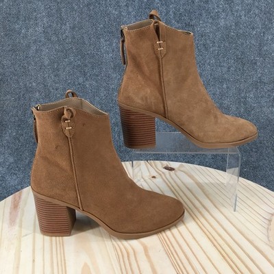 Mia Aedlin Boots Womens 7.5M Ankle Bootie Pull On Casual Ankle Top Leather Brown