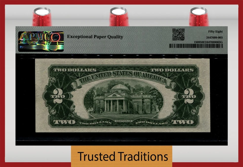 TT FR 1509 1953 $2 LEGAL TENDER NOTE (AA BLOCK) PMG 58 EPQ CHOICE ABOUT UNC. - Image 2 of 2