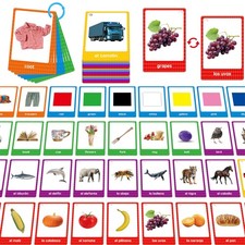 60 English Spanish Flash Cards, Double-Sided Nouns Cards 4.7" x 3.2"