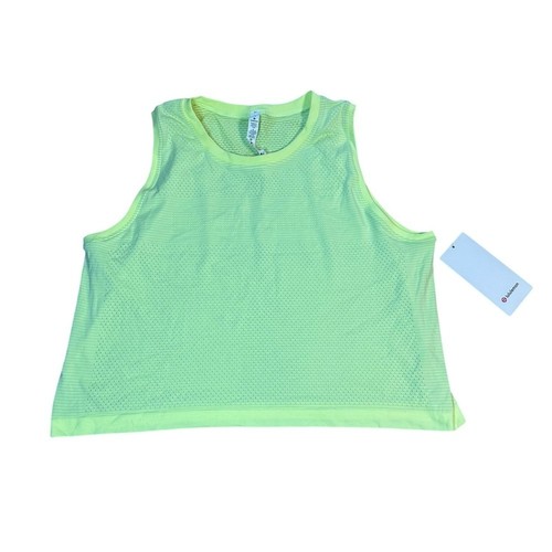 Lululemon Breeze By Muscle Crop Tank Neon Yellow Green Size 12 New With Tags
