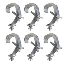 6 Pack Silver Stage Light C Clamp, 66lbs, 1.18-2.3 30-60mm Tube, DJ Light