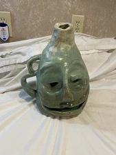 VTG SAGGY JUG POTTERY  Folk Art Ugly Face  Jug With Handle