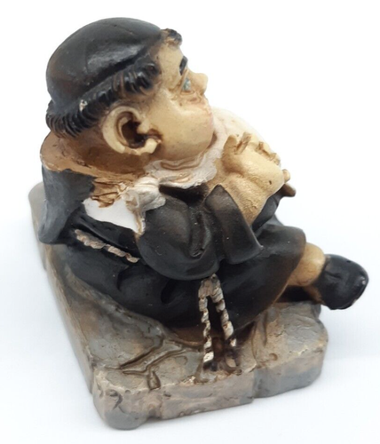 Nuova Legno Art 2 Monks Friars Figures Made in Italy Collectible Dipinto a Mano - Picture 12 of 12