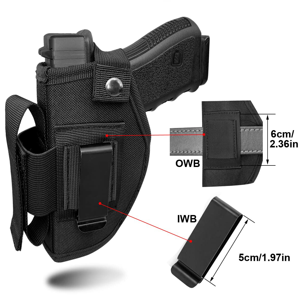Tactical Concealed Carry IWB OWB Pistol Gun Holster Right/Left Hand & Mag Holder