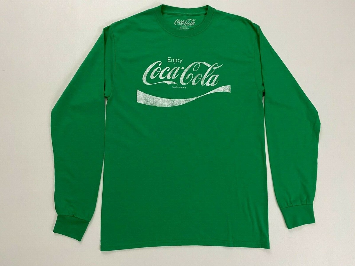 Coca Cola Green Graphic Long Sleeve Logo Men Adult Shirt Size M | eBay