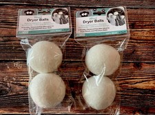 EVRI Wool Dryer Balls Lot of 4 100% Wool Reusable Fabric Softener White New