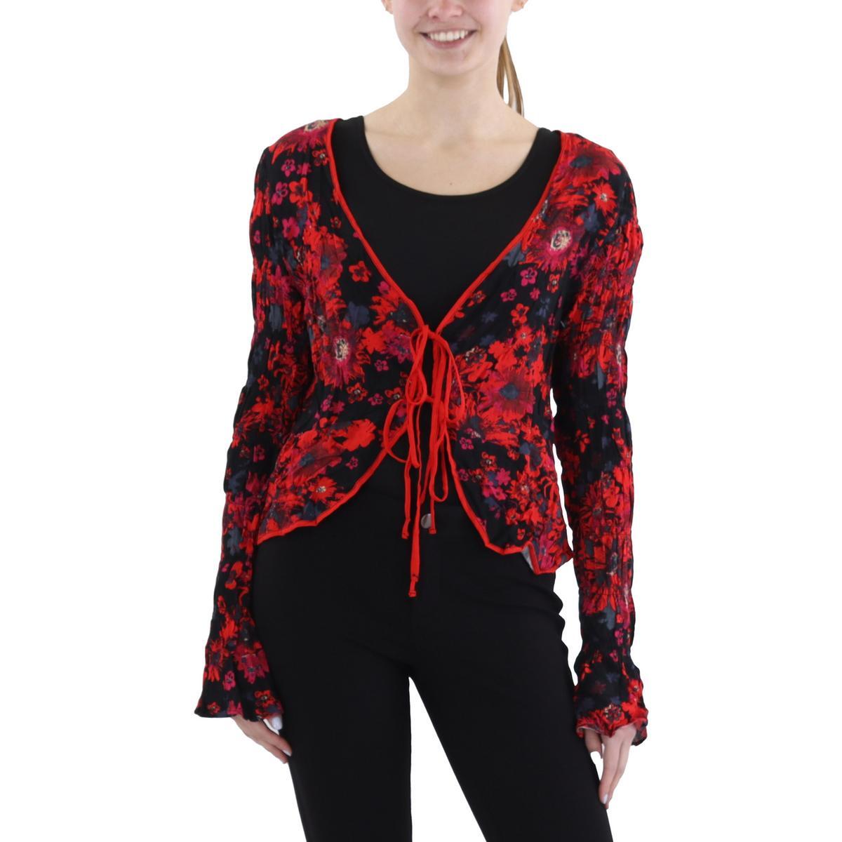 Женский черный укороченный топ Free People со складками M BHFO 0277