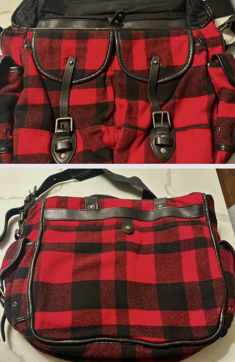 Polo Ralph Lauren Leather Red Messenger RRL Bag Buffalo Plaid