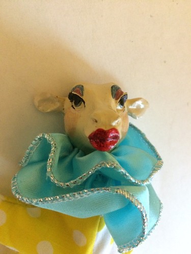 Katherine's Collection Cow Finger Puppet With Purse Blue Wayne Kleski Retired - Picture 4 of 7