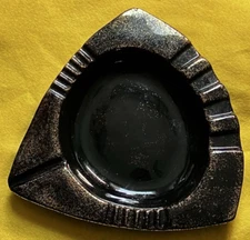 Vintage MCM Black and Gold  Calif.Orig  503-L  Ashtray  Made In USA 9" Triangle
