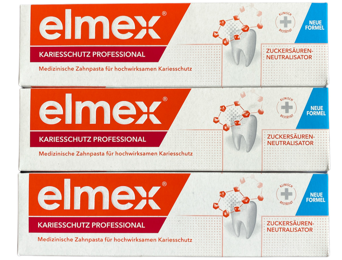 3xelmexKARIESSCHUTZPROFESSIONALZahnpastaZuckersäuren-Neutralisator(3x75ml)