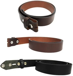Bracelet ceinture en cuir avec goujons de presse pour boucle d'épingle. Largeur: 38mm. Noir ou brun