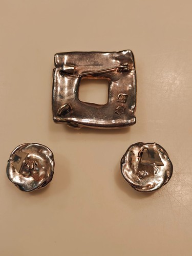 Vintage Taxco Sterling Silver Brooch & Matching Clip-on Earrings. Collectable. - Picture 2 of 6