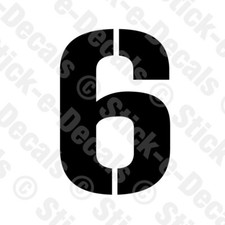 Number SIX 6 Vinyl Die Cut Decal Sticker - RACING NUMBER Custom Stencil GP