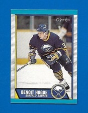 #201 BENOIT HOGUE 1989-90 O PEE CHEE ERROR RED INK BLEED ON BACK SABRES OPC