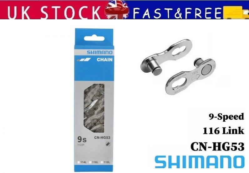 Shimano Deore 9 Speed Chain CN-HG53 Tiagra MTB Road Hybrid Bike 116L Quick Link 