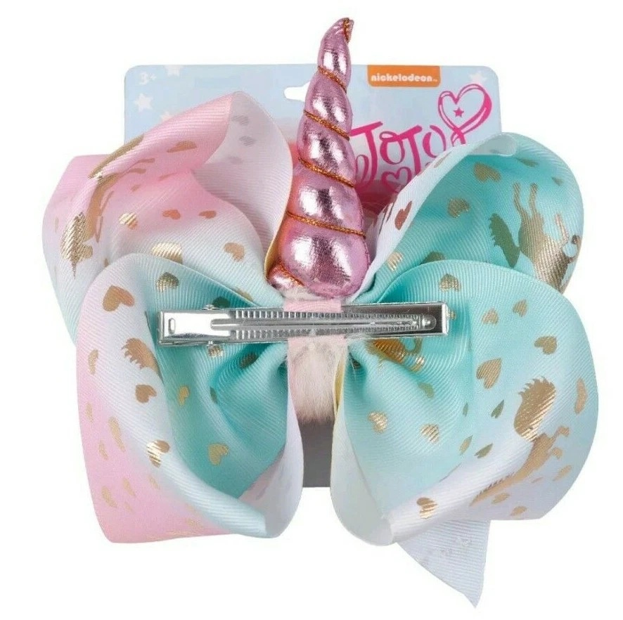 Lazo JoJo grande unicornio moño de pelo con clip de cocodrilo para sujeción segura NUEVO Foto 3 de 3