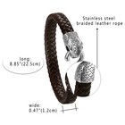 Men's Punk Biker Bracelet - Braided Leather & Stainless Steel Snake Head Cuff, Adjustable Bangle