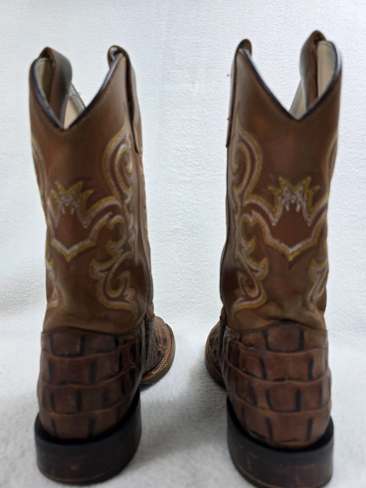 Youth Size 2.0 Old West Brown Leather Western Cowboy Boots - Image 2 of 4