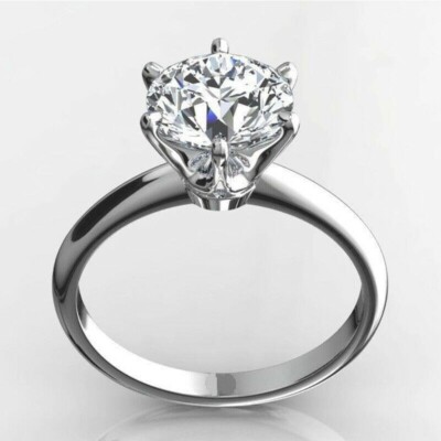 2Ct Round VVS1/D Diamond Solitaire Engagement Promise Ring 14K White Gold Finish