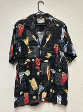 Vtg Paradise Found Cocktail Hour Drink Print Genuine Hawaiian Shirt Sz L Read
