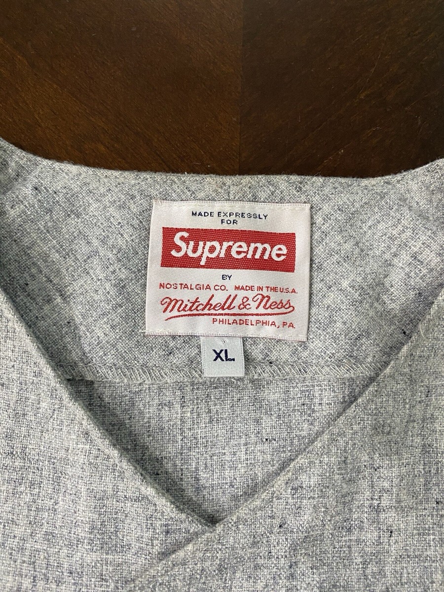 Supreme Mitchell & Ness Wool Baseball Jersey Grey | eBay