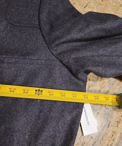 Liz Claiborne Outerwear Plus Sz 3X Gray Wool Hooded Coat Trench Belted Peacoat - Picture 5 of 18