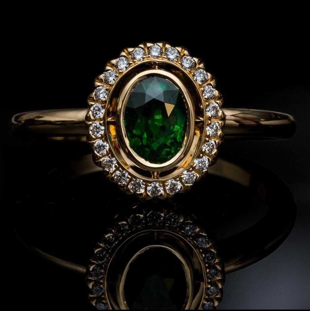 14k White or Yellow Gold Lab-Created Emerald Oval and Diamond Ring 14k White or Yellow Gold Lab-Created Emerald Oval and Diamond Ring