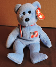 Collectible TY Beanie Babies - Plush America Bear - 9/11 Memorial Bear - Rare