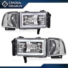 Fit For 1994-2002 Dodge Ram 1500 2500 3500 Led Tube C Light Bar Headlights Lamps