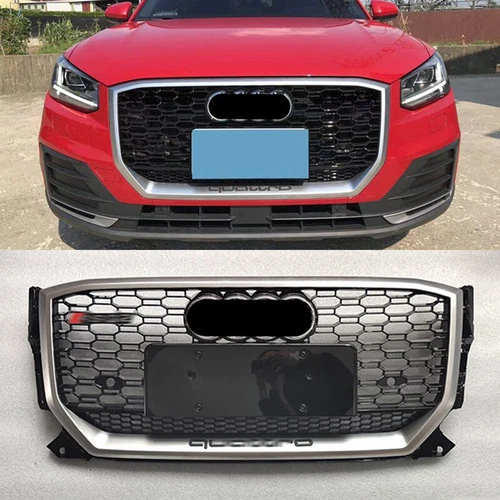 For Audi Q2 2018-21 RSQ2 Style Silver Ring Honeycomb Front Bumper Grille Plastic - Picture 1 of 3
