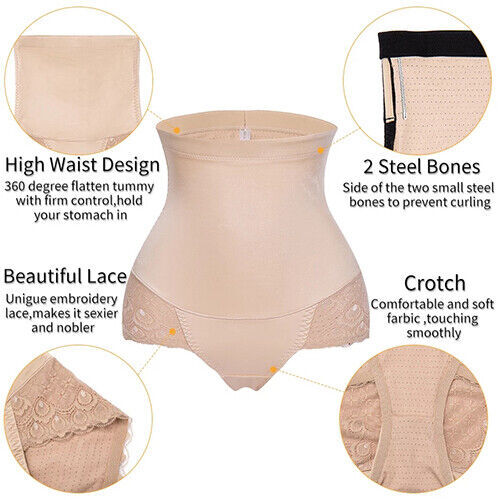 Women High Waist Lace Briefs Tummy Control Girdle Shaper Butt Lifter Panties - Picture 6 of 27