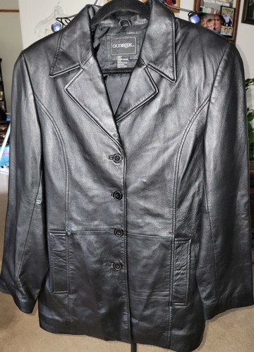 Women's sz M Black Leather Jacket 