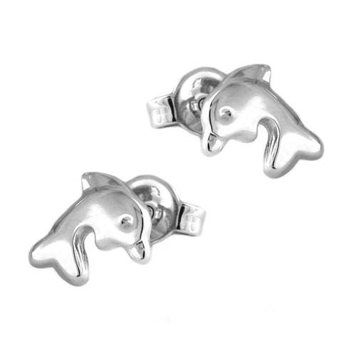 Paar Stecker Ohrstecker, Delfin Delfine, 925 Echt Silber, glänzend, Damen - Imagen 1 de 2