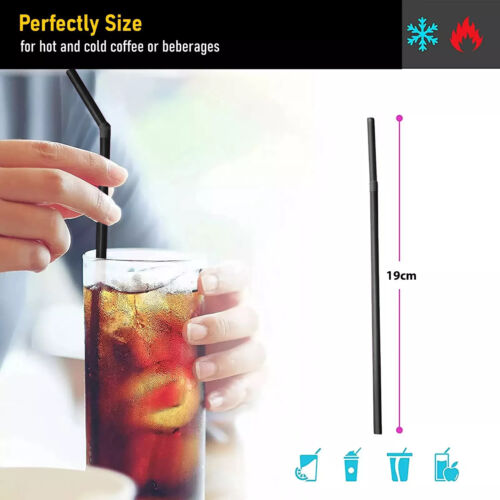 100x Straws Flexible Bendy Reusable Drinking Straw Birthday Party Black Colour - Picture 2 of 5