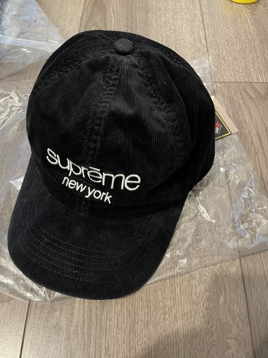 New Supreme GORE-TEX Corduroy Classic Logo 6-Panel Hat Cap Black