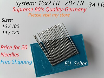 20 Ledernadeln 34 LR/287 LR/16x2 LR Nähmaschinennadeln Kostenloser Versand