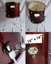 TAMBURO T5 red sparkle timpano 16" x 16" in Poplar  per drum set batteria