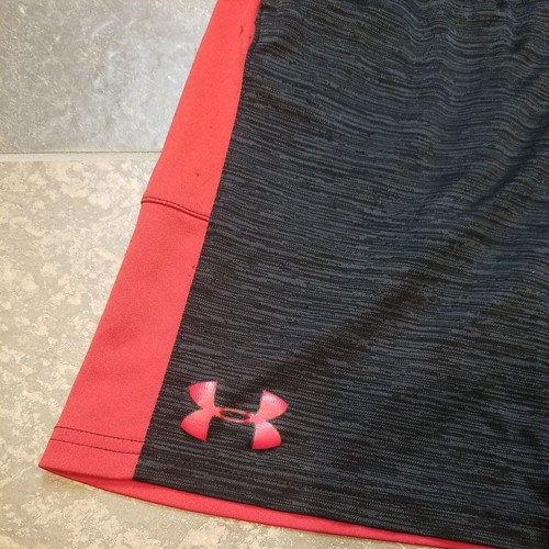 UNDER ARMOUR Youth Boys' Athletic Basketball Shorts w/Pockets Black Red Medium - Picture 2 of 8