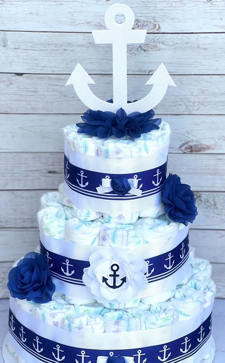 Birthday Cake Nautical Theme Sailor Diaper Cake Girl Nautical